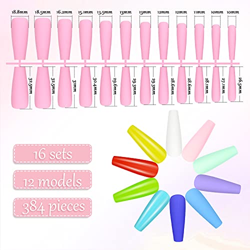 576 Pieces Coffin False Nails Extra Long Ballerina Nails Long