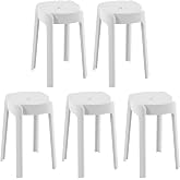 YIYIBYUS 5Pcs Plastic Stack Stools,Portable Stackable Chairs Backless Bar Stools 18 Inch Height Portable Nesting Stack Stoolsfor Kids Students Classroom Home Kitchen Garden (White)