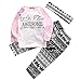Baby Girl 3pcs Outfit Set Letter Print Long Sleeve Top+Retro Long Pants+Headband (6-12Months, White)