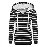 Hot Sale!Women Hoodie Sweatshirt,Canserin Women Fashion Stripe Hoodie Sweatshirt Loose Casual Long Sleeve Hoodied Pullover Autumn Winter Hoodies Sweater Coat Tops Size US 4-10
