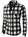 H2H Mens Casual Slim Fit Thermal Button-down Check Patterned Shirts With Pocket
