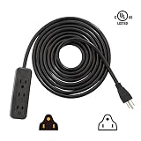 VIVOSUN 50FT 3-Outlet 14 Gauge 120V Heavy Duty Power Strip Extension Cord UL Listed Black