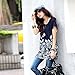 OURS Women's Short Sleeve Casual Floral Printed Dress Loose Top Blouses