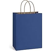 BagDream Navy Blue Gift Bags 8x4.25x10.5 100Pcs Kraft Paper Bags with Handles Bulk Medium Size for Shopping, Party Favor, Retail Merchandise Grocery Paper Sacks