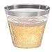 DRINKET Silver Plastic Cups 9 oz Clear/Tumblers Fancy Plastic Wedding Cups With Silver Rim 50 Ct Disposable For Party Holiday and Occasions SUPER VALUE PACK