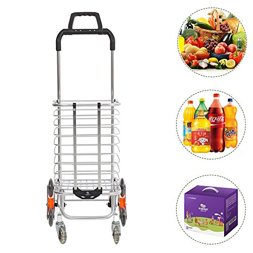 KARMAS PRODUCT Folding Shopping Cart with Swivel Wheels Stair Climber Grocery Utility Hand Cart Trolley, Easily Collapsible and Portable - Thumbnail 6