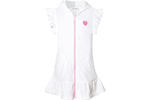 Perfashion Swimwear Cover Up for Girls Terry Swim Cover Ups Hooded Kids Zip-up Cover-ups