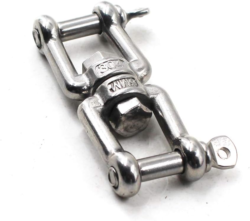 Flomore M5 Swivel Double Shackle 304 Stainless Steel Boat Anchor Chain Connectors (Pack of 6) - Image 3