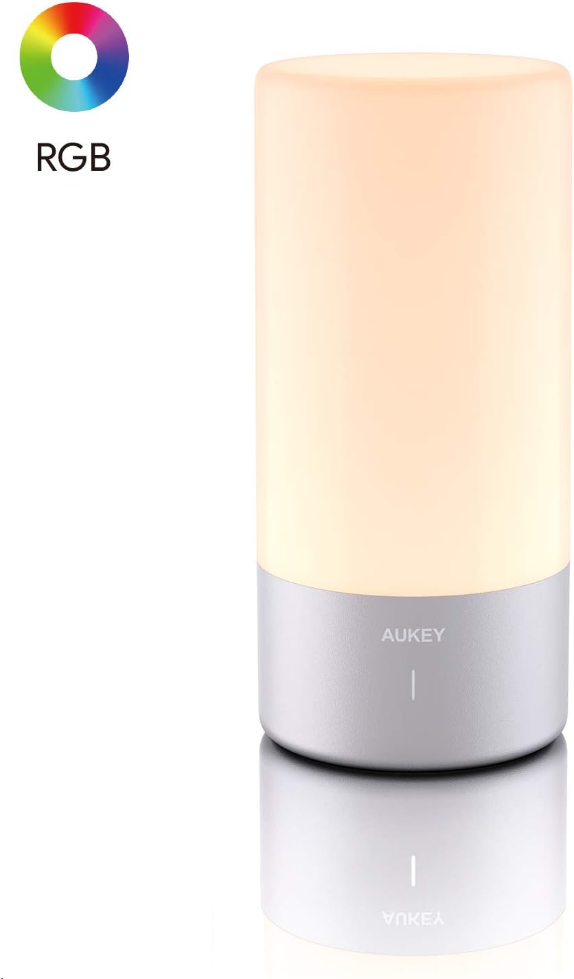 AUKEY Table Lamp Touch Sensor Bedside Lamp Color Changing RGB & Dimmable Warm White Light Night Light for or Bedrooms, Living Rooms and Office【2020 Updated Version】 - - 