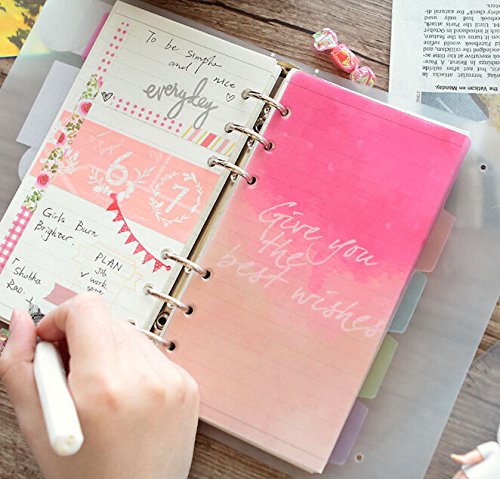 Funcoo 10 Sheets Plastic Planner Index Dividers Category Page Tab Indexing Cards for A5 6-Holes Ring Binders/Planners Notebook/School Stationery (Style-1) - Thumbnail 2