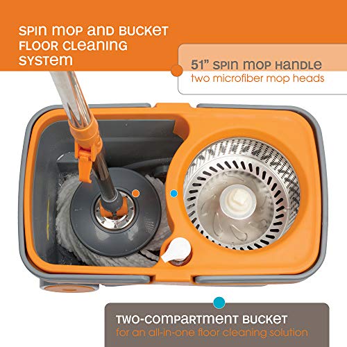 Casabella Microfiber Spin Mop and Bucket Floor Cleaning System Set with 4 Head Refills Pricepulse
