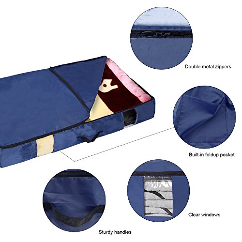 ACMETOP Ultra Large Under Bed Storage for Clothes, Blanket, Comforters, Linen, Shoes, Household Under-bed & Closet Organizer – Durable & Reusable, 2 Pack (Navy) (2-Pack, Navy)