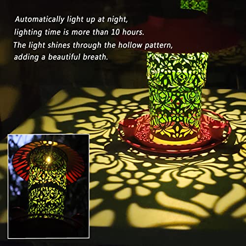 Solar Bird Feeders for Outdoors Hanging Garden Light,Metal Tube Feeders for Wild Birds Cardinals Feeding Station Retractable,3 Water Cups,Big Roof