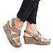 Ashuai Womans Wedge Sandals Cork Sole Thong Sandals Metallic Faux Leather Heel Sandal
