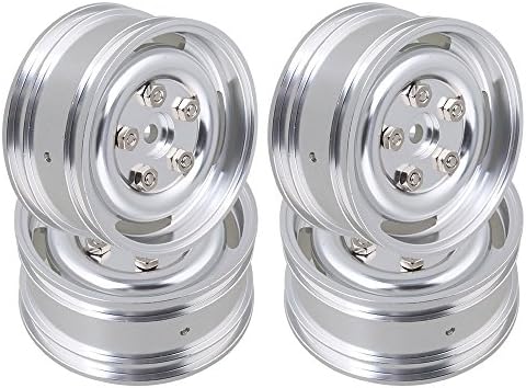Yiguo 12mm Hex Aluminum Alloy Wheel Rims with Screws Upgrade Parts Silver Set of 4