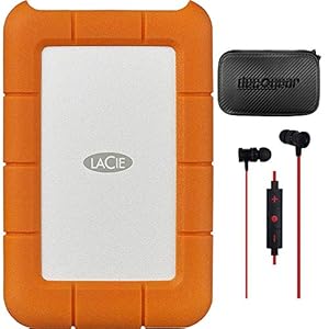 LaCie STFR5000800 Rugged USB-C 5TB External Hard Drive Portable HDD Bundle with Deco Gear Hard EVA Case with Zipper 5…