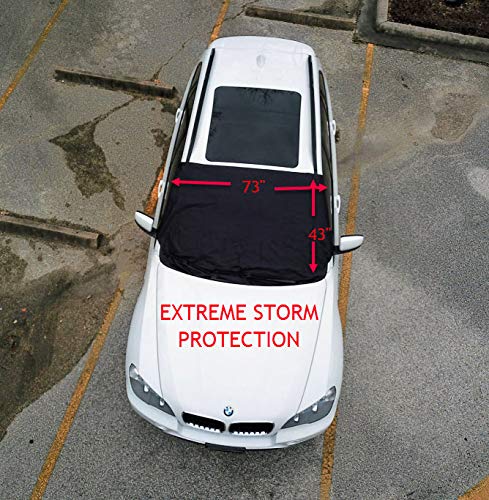 Windshield Cover for Ice, Snow, Pollen & Dust by Extreme Storm Protection - Fits Most Vehicle Windshields - Door Flap Security - Magnetic Edge Control - No More Scraping