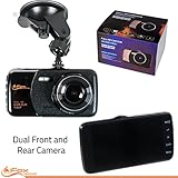 iFox Creations Dual Car Dash Cam – Car DVR With Full HD 1080P 170 Degree Wide Angle Dashboard Camera with 4” Display Night Vision, Loop Recording and Motion Detection