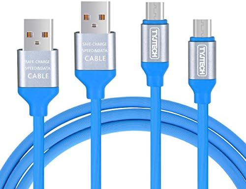 Micro USB Cable,TYJTECH 2-Pack 3.9FT/1.2M Sync Micro Cable Tangle Most Durable Cable for Samsung, Nexus, LG, Motorola, Android Smartphones and More - Blue