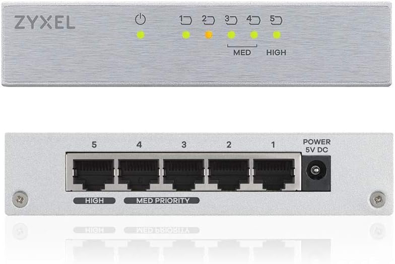 Zyxel GS105B 5-Port Desktop Gigabit Ethernet Switch Metal UK Plug Lifetime