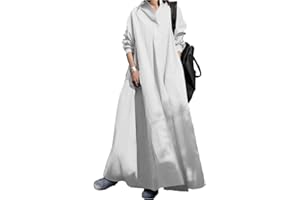 BIVENANT Cotton Linen Shirt Dress for Womens Button Down Maxi Dress Long Sleeve A-line Loose Swing Dress with Pockets