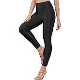 Sghenr Womens Shiny High Waisted Neon Smooth Pants Disco Party Rave Tights Elastic Skinny Comfy Lightweight Leggings