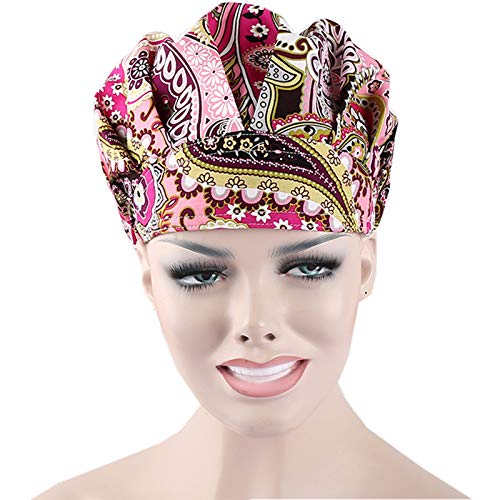 QiaTi Women Scrub Hats with Sweatband Adjustable Cotton Bouffant Cap Doctor Scrub Cap Free Size (Style Set 2) - Thumbnail 4