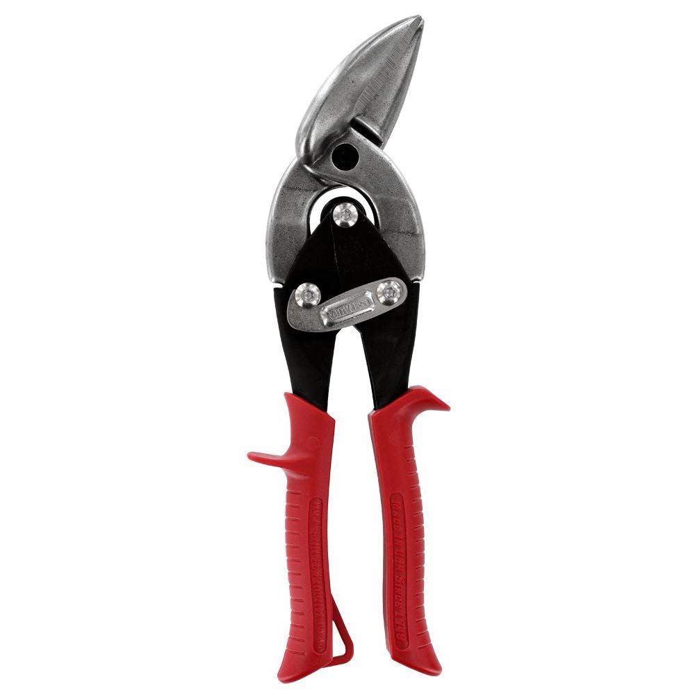 MIDWEST Tool and Cutlery Aviation Snip - Left Cut Offset Tin Cutting Shears with Forged Blade & KUSH
