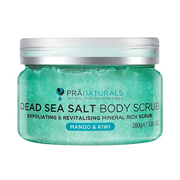 PraNaturals Dead Sea Salt Body Care Kit – Exfoliating Scrub & Moisturising Body Butter for Smooth Skin – Mango & Kiwi…