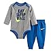 Nike Baby Boy Bodysuit & Pants 2 Piece Set (0-3 Months, Eat Sleep Ball (U72) / Blue Jay)