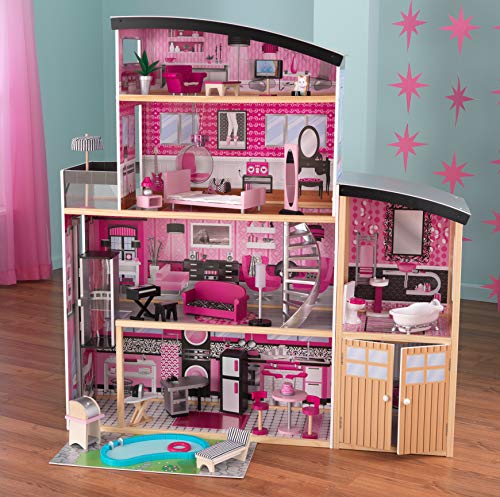 KidKraft 65826 Möbeln und Zubehör mit Licht-und Soundeffekten Sparkle Mansion Puppenhaus aus Holz, Rosa, 36 Monate - 8… – Bild 3