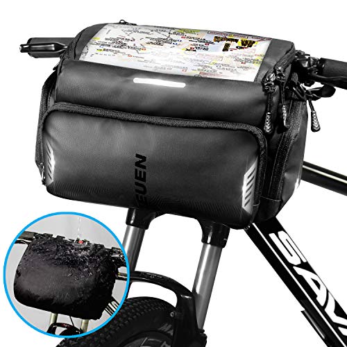 TEUEN Fahrrad Lenkertasche Wasserdicht Mountainbike Tasche Lenker Fahrradtasche mit Regenhülle, Gross Fahrrad…