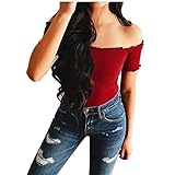 Women Shirts Sexy Casual Off Shoulder Ladies Short Sleeve Blouse Tunic Teen Girls Crop Tops Clearance