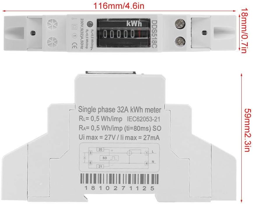 Electric Meter Digital LCD 220V Single Phase DIN-Rail Electronic KWH Meter -25 ℃ ~ 55 ℃ with Low Power Consumption - Image 4