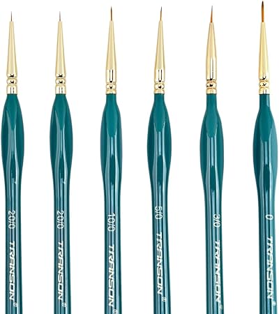 Transon Detail Thin Paint Brush Set 6pcs for Model Miniature Craft Green