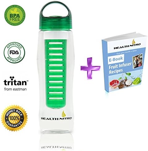 Water Bottle Infusers With Multiple Use Plus Bonus E-Book for Detox, Tea Infuser, Hiking &amp; Gym Sports Bottle - STYLISH 23 OZ PREMIUM Tritan Material Easy Grip &amp; CLEAN BPA Free + Leak Proof (4 Colors)