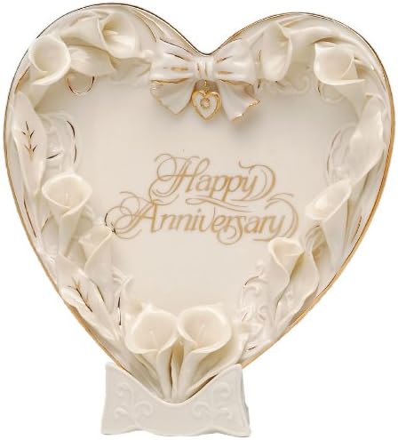 Happy Anniversary Calla Lily Heart Plate and Stand