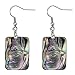 Natural Double-faced Abalone Shell Rectangle Drop Dangle Hook Earrings Jewelry for Women