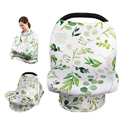 Stretchy Nursing Cover Breastfeeding Scarf, Car Seat Canopy, Soft Breathable Fabric for Infant Stroller Cover, Baby Car Seat Covers(Fresh Green)