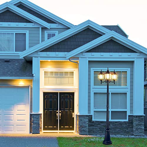 PARTPHONER Outdoor Lamp Post Light 3Head, Classic Black Light Pole