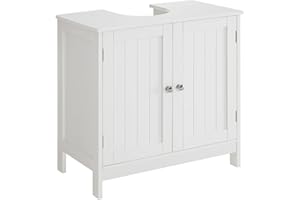 Iwell Pedestal Sink Storage Cabinet with 2 Doors and Shelf, Under Sink Cabinet, Bathroom Sink Cabinet, Space Saver Organizer with U-Shape, White