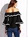 Floerns Women's Off The Shoulder Bell Sleeve Ruffle Loose Blouse Crop Top Black M