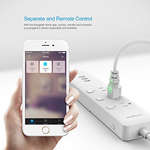 Koogeek-Smart-Surge-Protector-Wifi-Power-Strip-3-Outlets-with-3-USB-Charging-Ports-for-Apple-HomeKit-with-Siri-Timers-Remote-Control-on-24GHz-Network