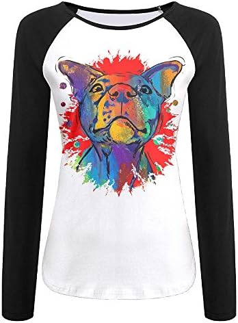 Oiybab Sofas Pit Bull Love Dog Pop Art Ladies Round Neck Long Sleeve Baseball Tees Raglan T Shirts