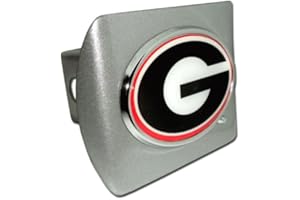 ELEKTROPLATE University of Georgia Bulldogs "Brushed Silver with Chrome "G" and Color Emblem" Trailer Hitch Cover Fits 2 Inch Auto Car Truck Receiver with NCAA College Sports Logo