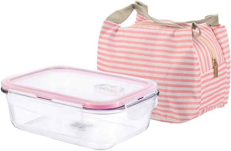 OTOR 35oz Glass Meal Prep Containers with Lids Food Storage Lunch Boxes with Pink Portable Bag - Microwave, Fridge, Freezer, Dishwasher, Oven Safe - BPA free - Easy Snap, Airtight and Leak Proof Lids