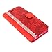iPhone 6 Plus / 6s Plus Case, Cellularvilla [Stand Feature] Flower Texture [Diamond] Premium Wallet Case [3 Card Slots] Flip Cover for Apple iPhone 6 Plus/iPhone 6S Plus 5.5 inch (Red Bling)