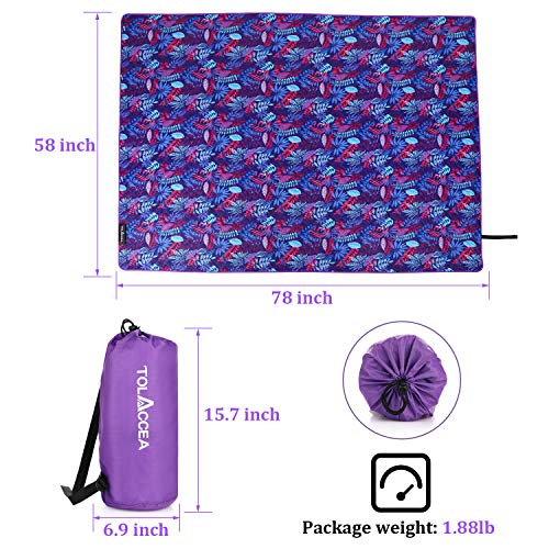 Tolaccea Picnic Mat Beach Blanket Lightweight three-layer structure Extra Large 58“ x78”Double-sided waterproof Sand prevention beach mat For beaches parks camping hiking and family concerts
