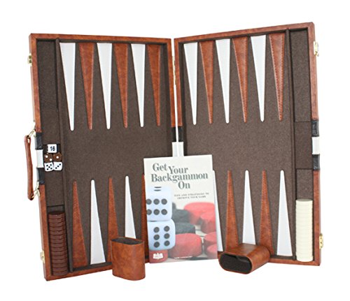 Top Backgammon Set - Classic Board Game Case - Best Strategy & Tip Guide - Available in Small, Medium and Large Sizes By Get the Games Out (Brown, Medium)