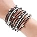 17KM Women Stylish Bracelets Multilayers Silver Beads Leather Bracelets Fashion Charm Wrap Cuff Bracelet for Girls